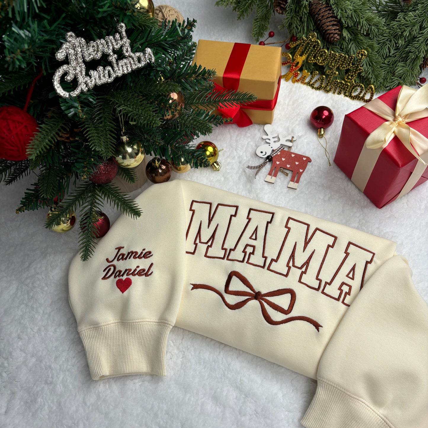 🎄Custom Bow Mama Embroidered Sweatshirt