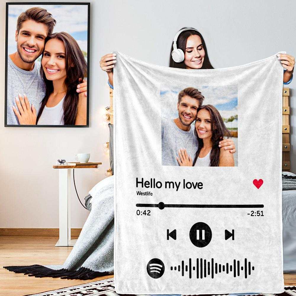 Customizable Music Code and Photo Keepsake Blanket