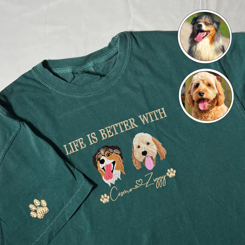 Custom Embroidered Two Pets Portrait Sweatshirt
