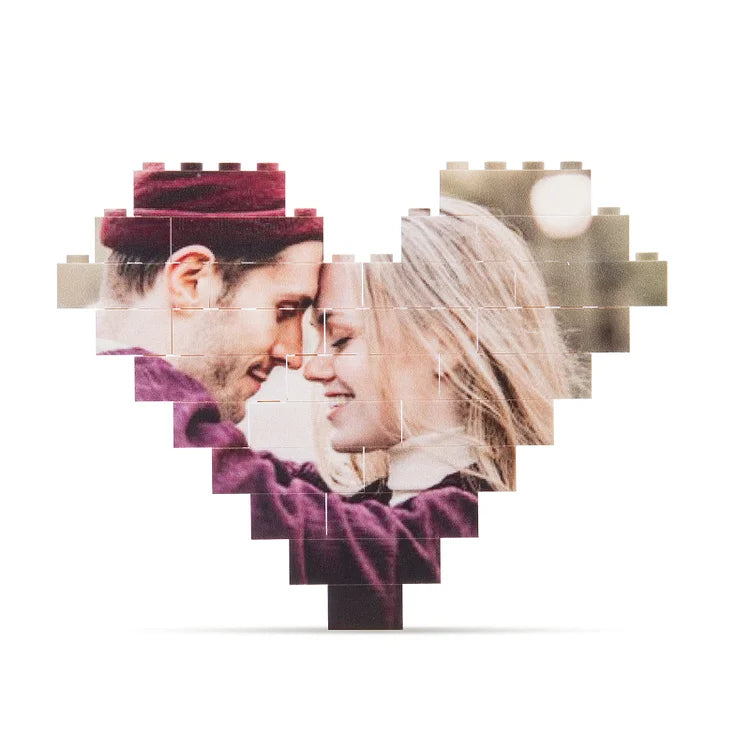 Personalized Heart-shaped Building Blocks Puzzle for Couples - CUSTLOVE