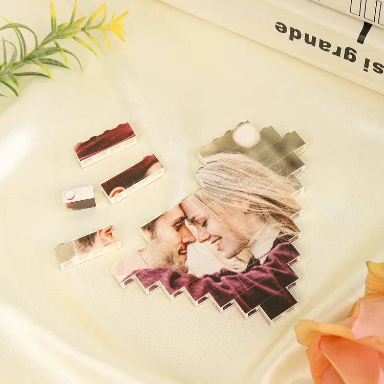 Personalized Heart-shaped Building Blocks Puzzle for Couples - CUSTLOVE